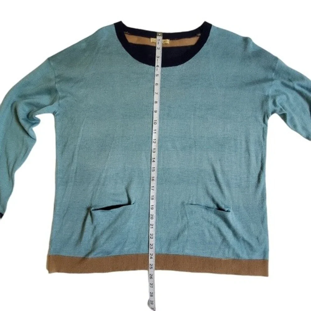 Cecico blue mixed media long sleeve top sz L